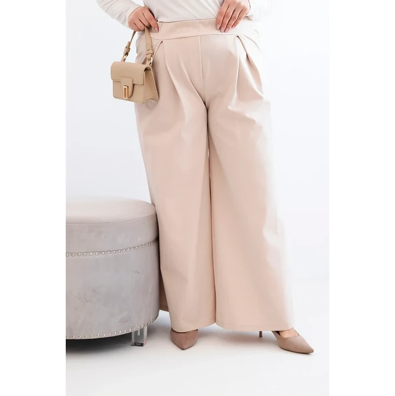 Kesi Włoski Plus size kalhoty s širokými kalhotami a záhyby