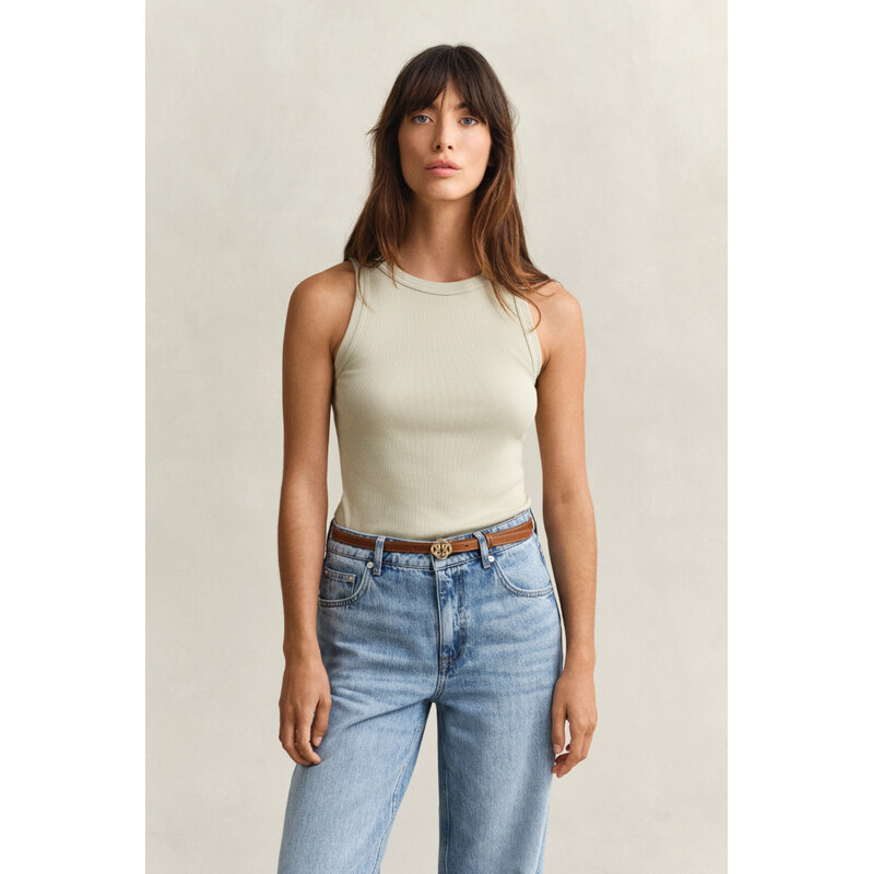 TOP GANT HIGH NECK RIB TANK TOP COUNTRY BEIGE 112758578
