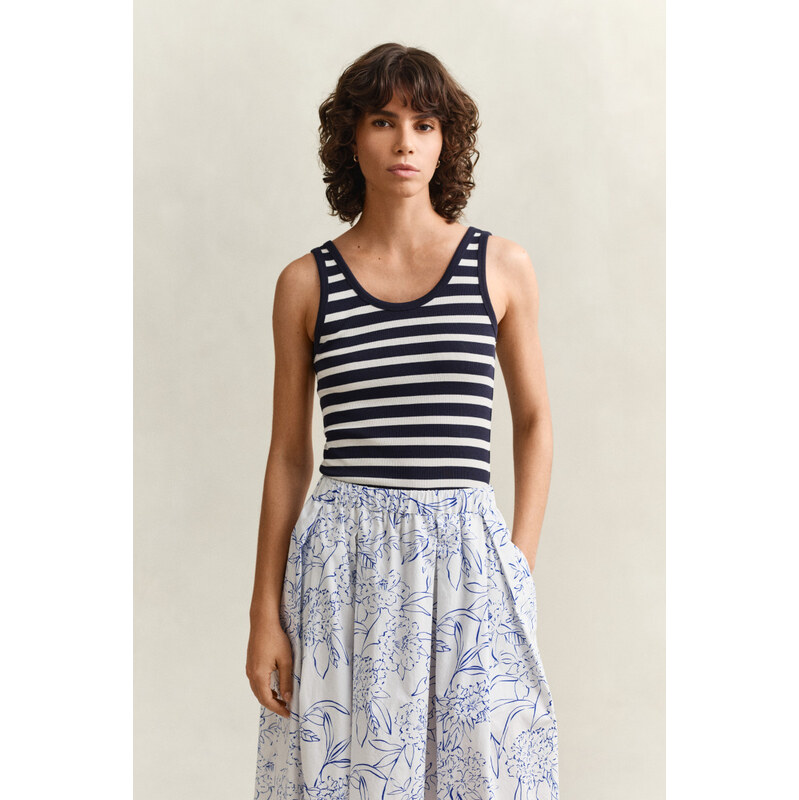 TOP GANT STRIPED RIBBED TANK TOP EVENING BLUE 112758586
