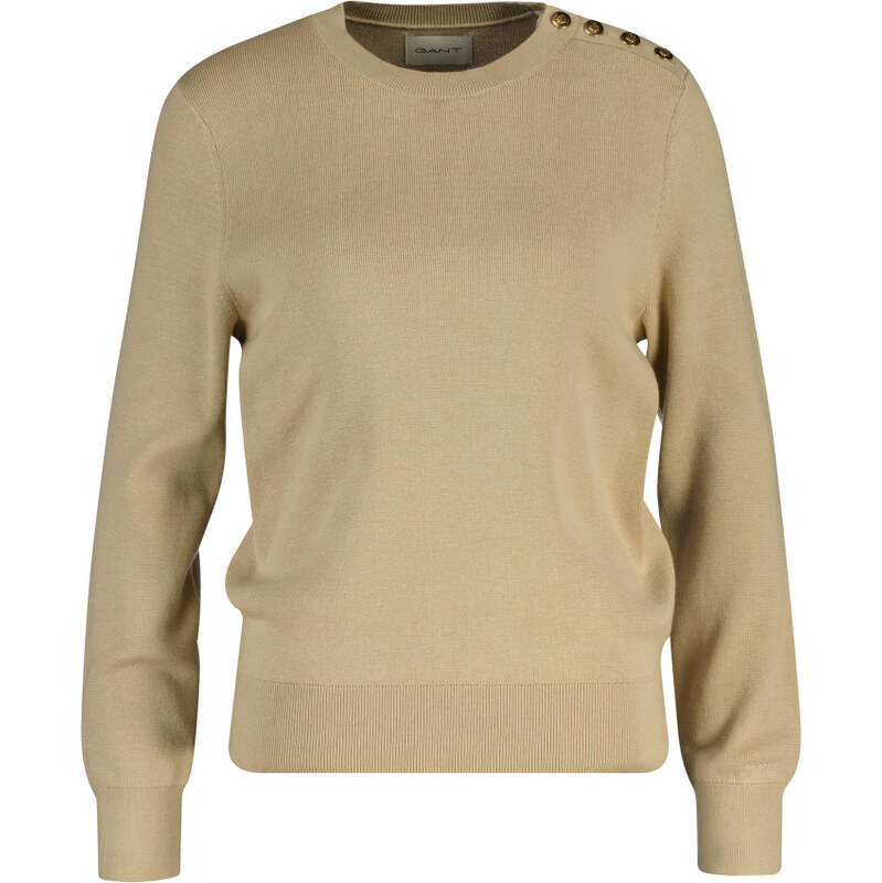 SVETR GANT TEXTURED COTTON C-NECK OAT BEIGE 112758592
