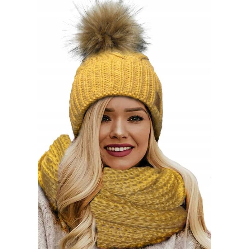 Fashionweek Zimní dámský set čepice + komín WOOL-INES