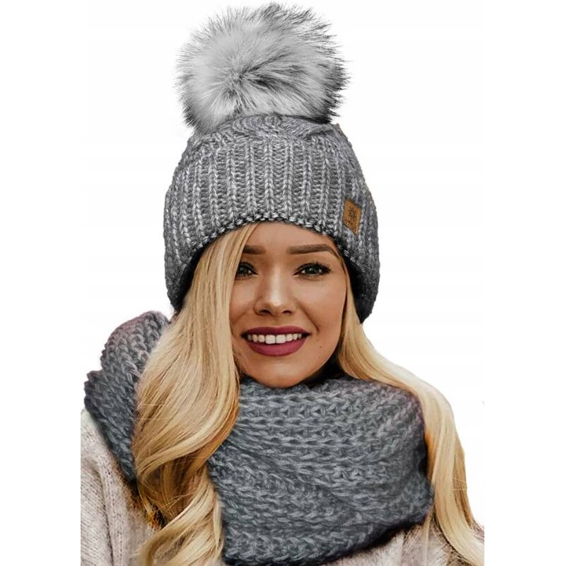 Fashionweek Zimní dámský set čepice + komín WOOL-INES
