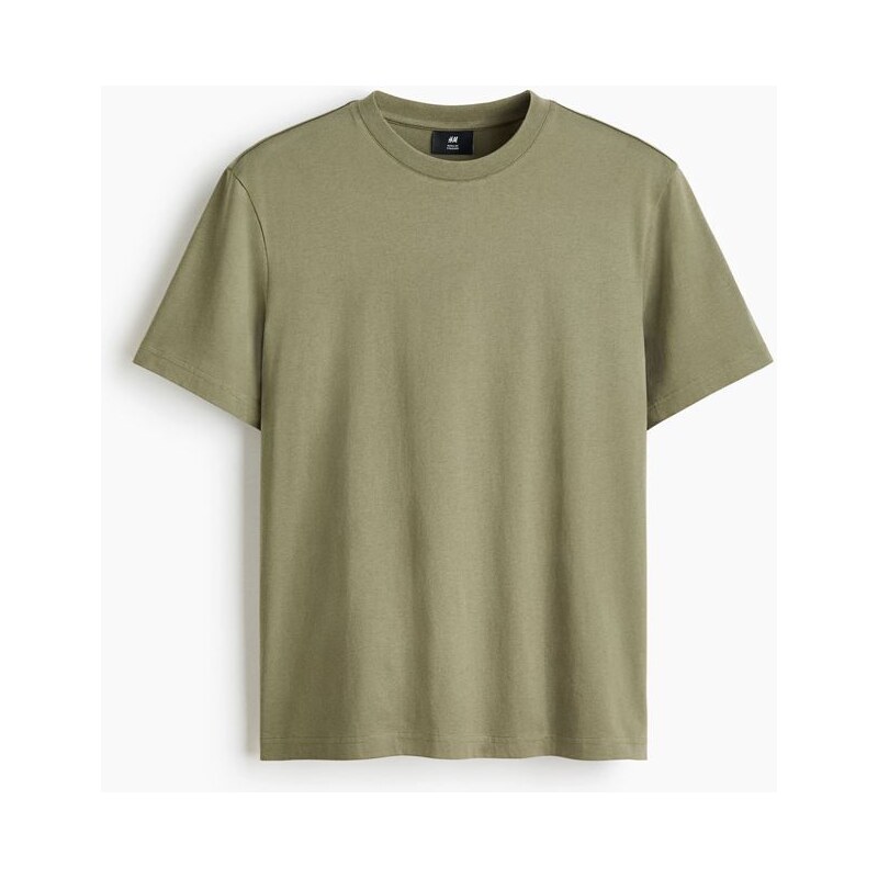 H&M - Tričko Regular Fit - Khaki Zelená
