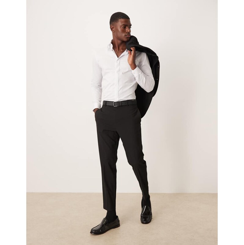 ASOS DESIGN tapered suit trousers in black