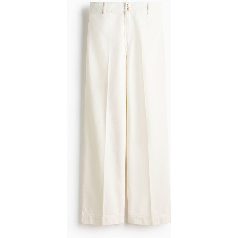 H&M - Wide High Waist Jeans - Bílá