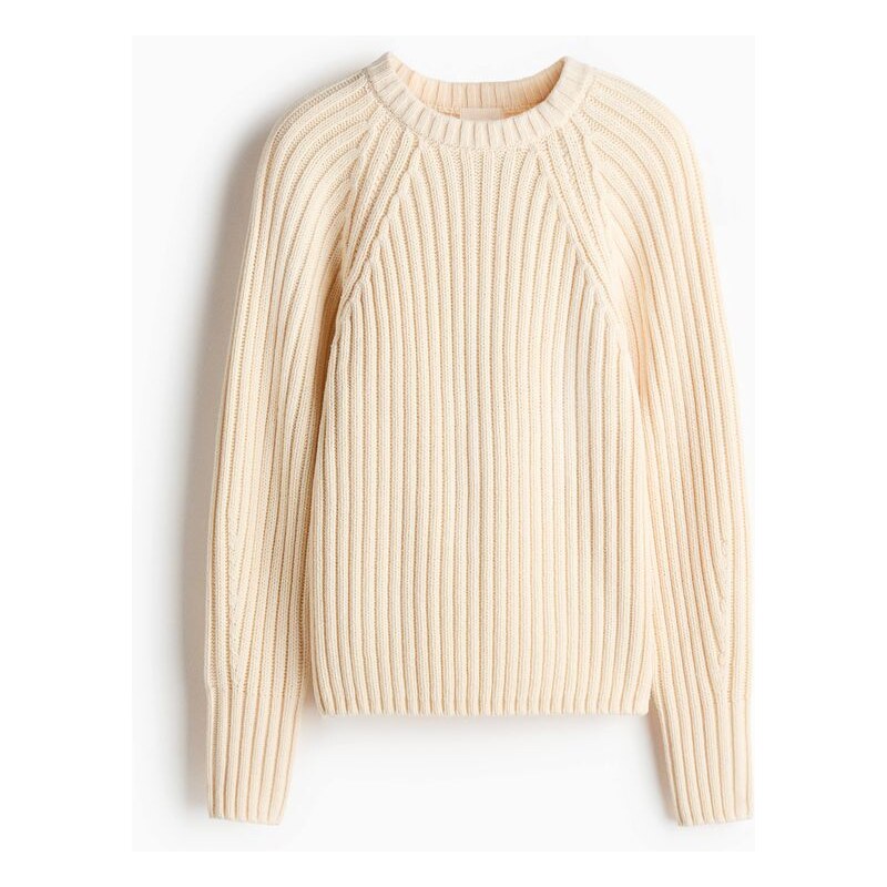 H&M - Svetr z žebrovaného úpletu - Světle Béžová