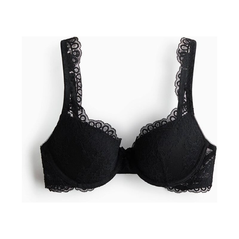H&M - Krajková podprsenka push-up - Černá