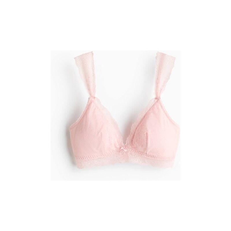 H&M - Měkká vyztužená krajková podprsenka - růžová 112763633