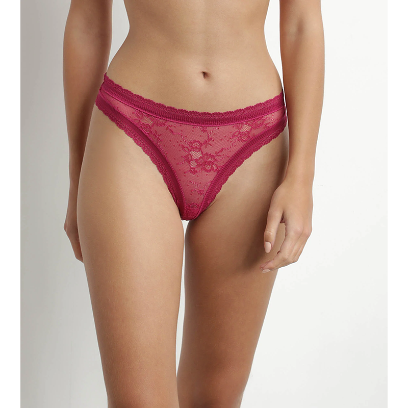 DIM ROMANCE THONG - Womens lace thong - red