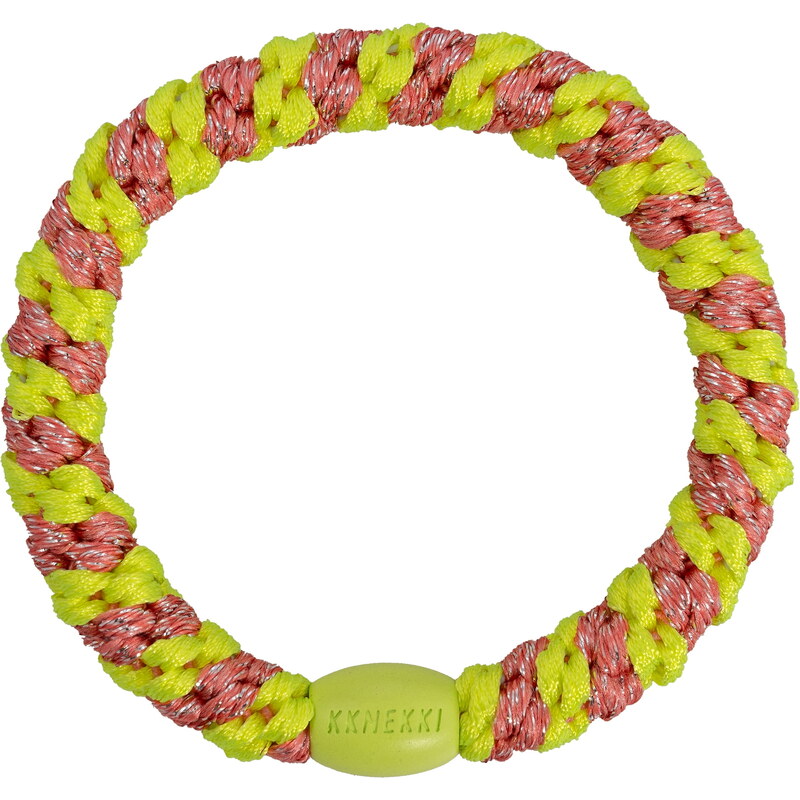 Gumička do vlasů Kknekki Stripe Coral/Neon Yellow