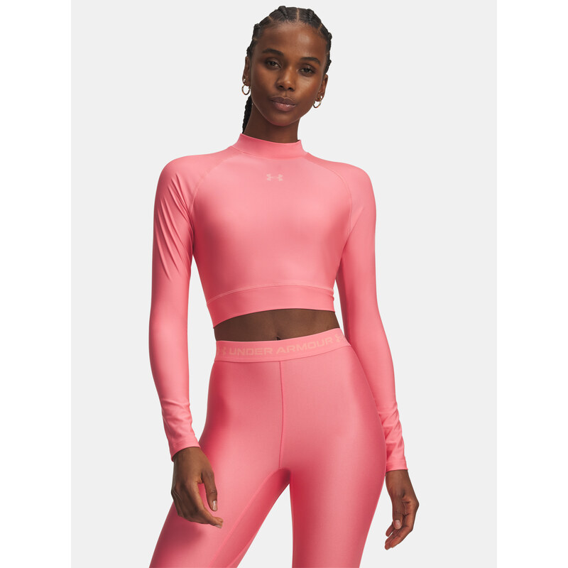 Under Armour HeatGear Crop Mock LS-PNK 112820077