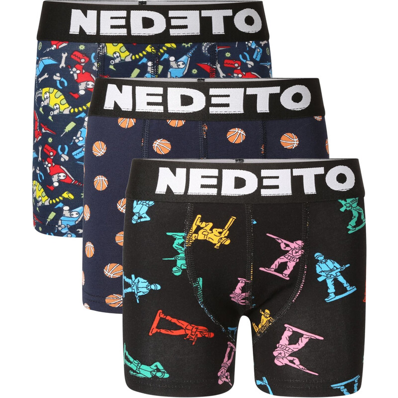 3PACK dětské boxerky Nedeto vícebarevné (3NBDV5) 6-8 let