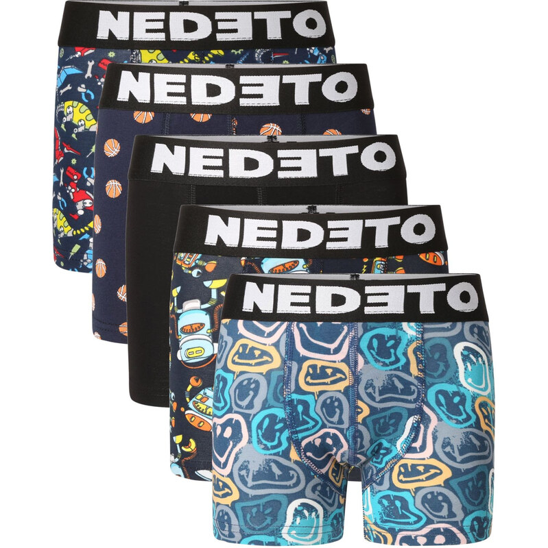 5PACK dětské boxerky Nedeto vícebarevné (5NBDV3) 6-8 let