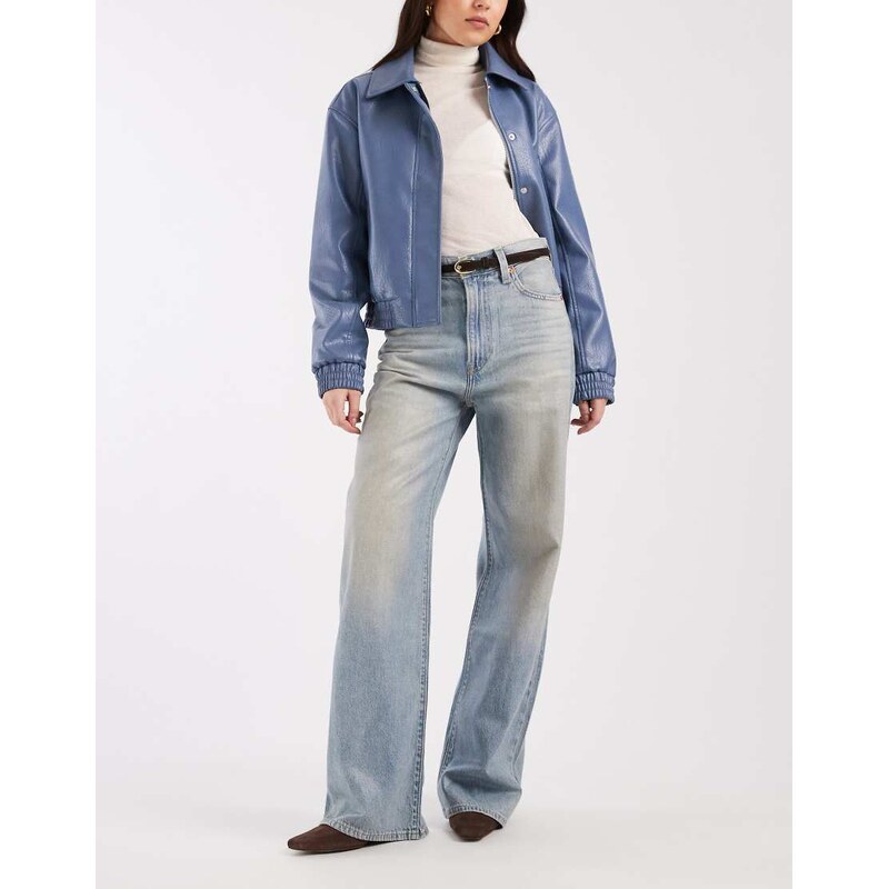 Levis ribcage wide leg jeans in mid blue