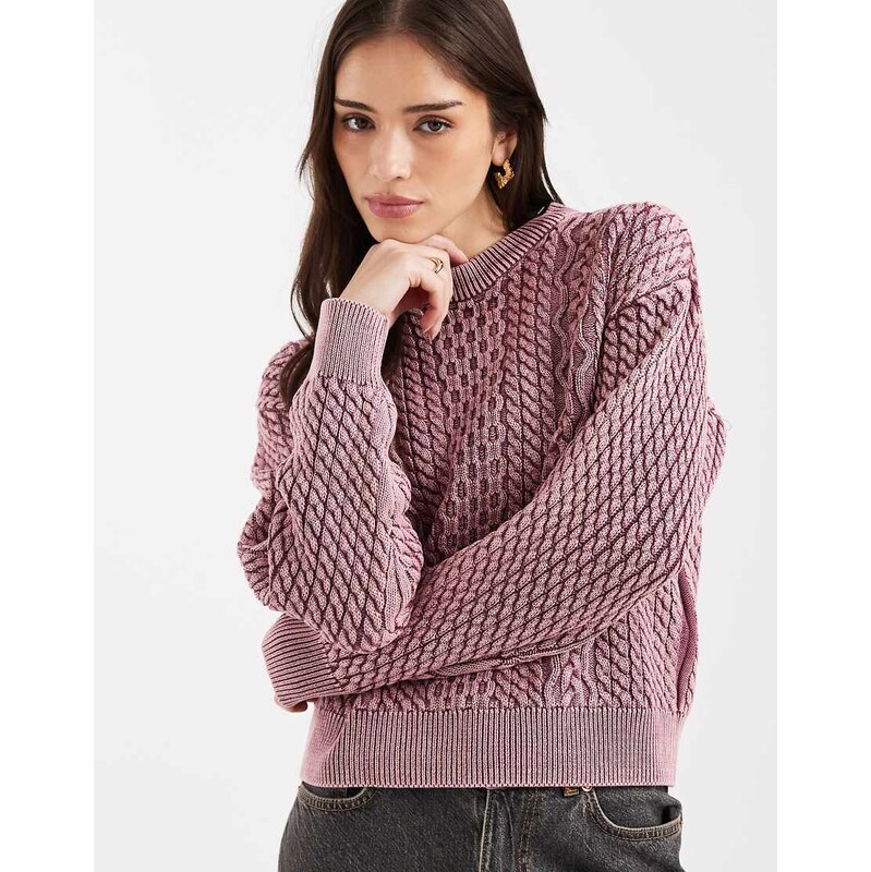 Levis Leilah cable knit jumper in washed berry-Pink 112780588