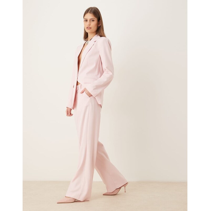 Vila high waisted tailored trousers co-ord in cherry blossom pink 115519413