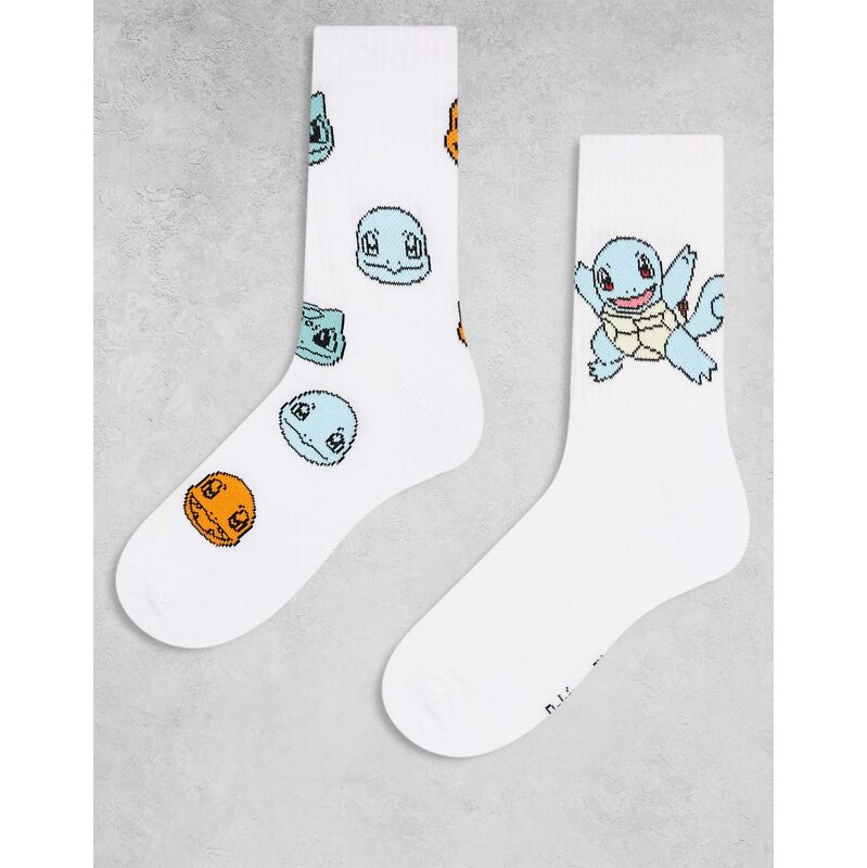 ASOS DESIGN 2pk pack socks with Pokemon graphic in white 112778552