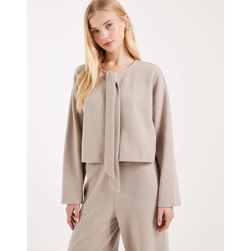 Miss Selfridge brushed cardigan co-ord with tie detail in