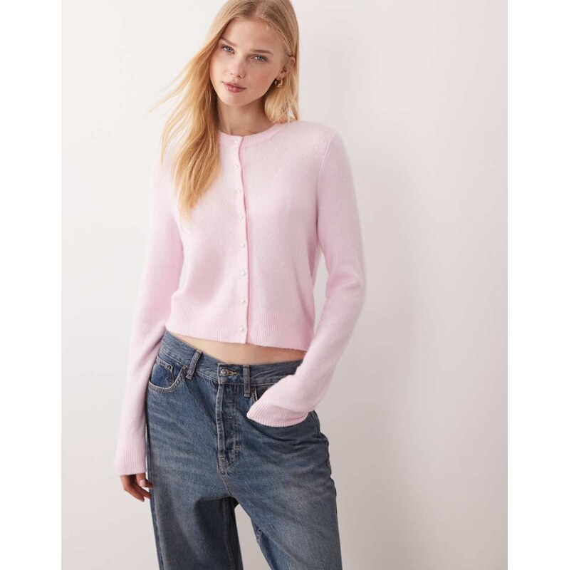 Abercrombie & Fitch pearl button cardigan in pink 112778583