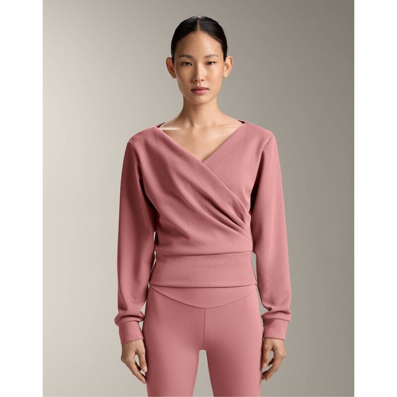 OYSHO Wrap rib brushed modal sweatshirt in pale pink 112778605