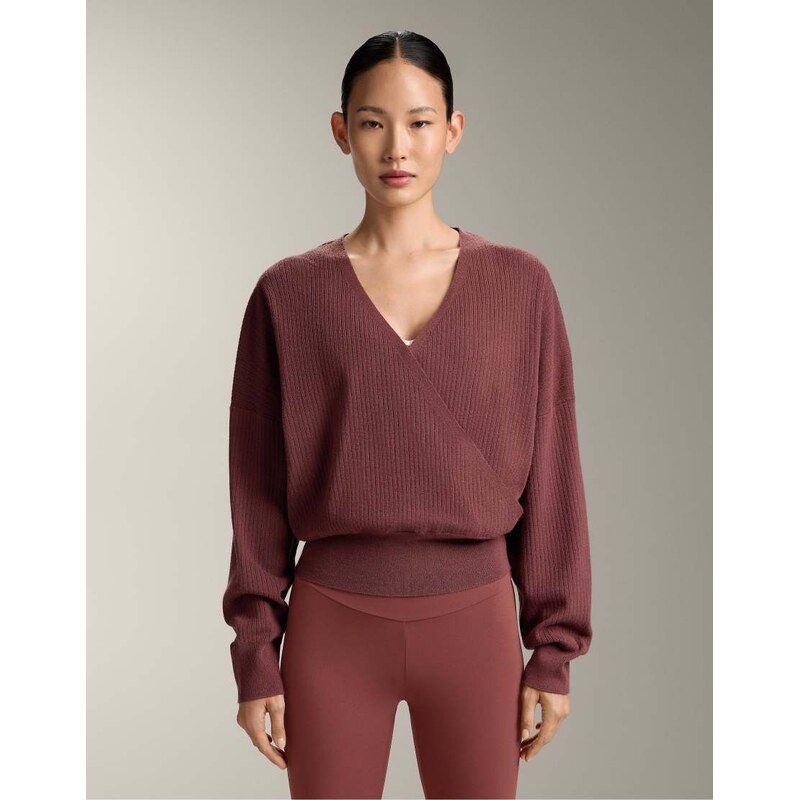 OYSHO Wrap knit jumper in mauve-Copper 112778606