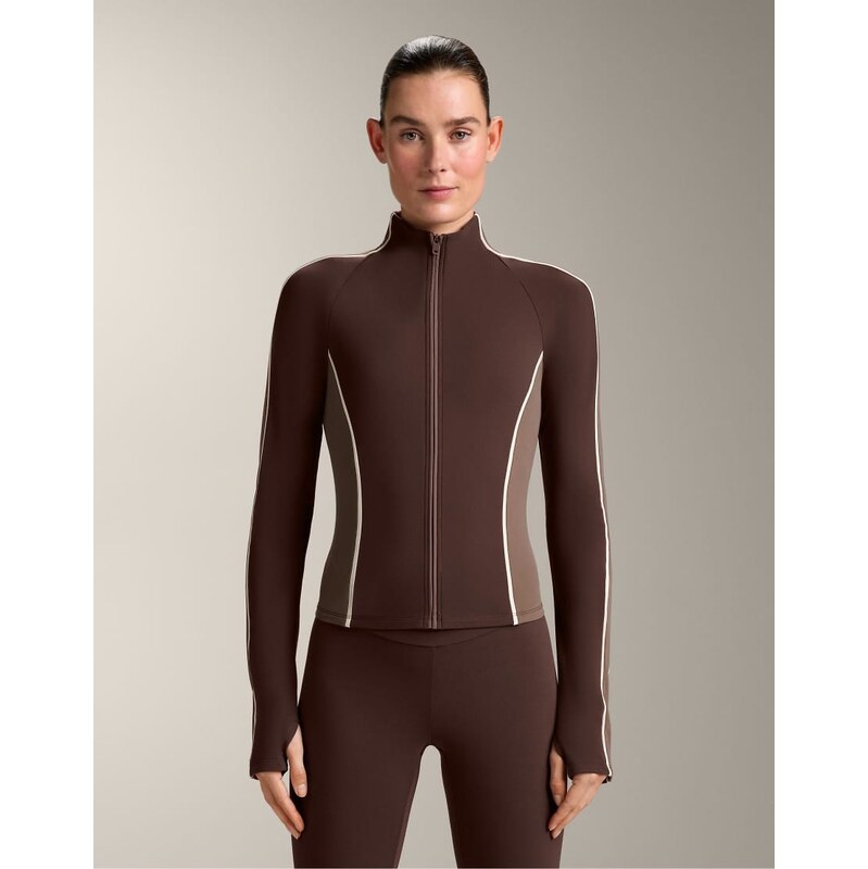 OYSHO Light warm technical jacket in dark brown 112778701