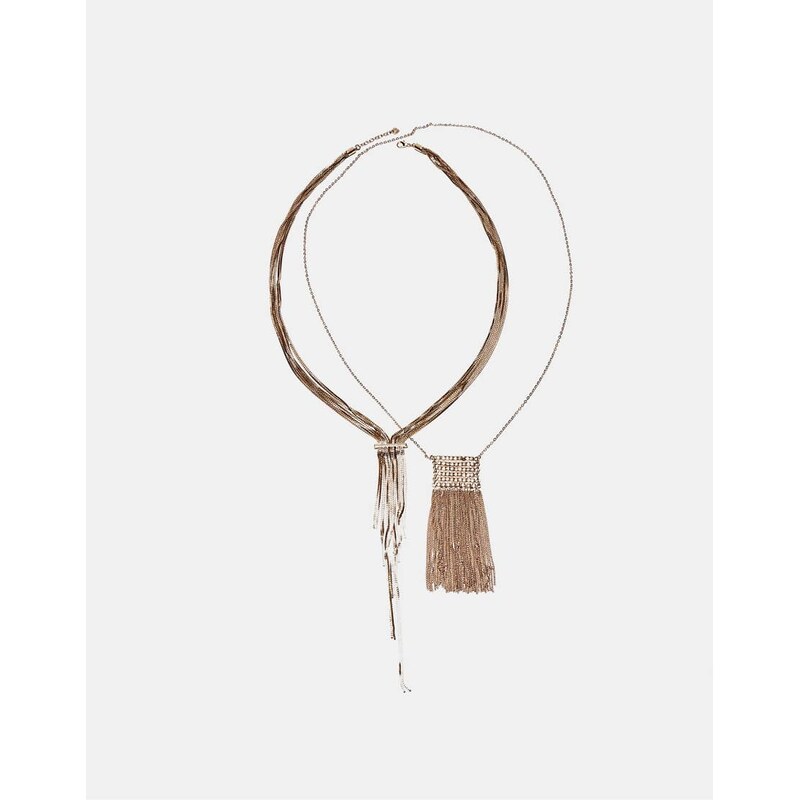 Stradivarius Set of 2 maxi long necklaces in gold-Yellow 112778713