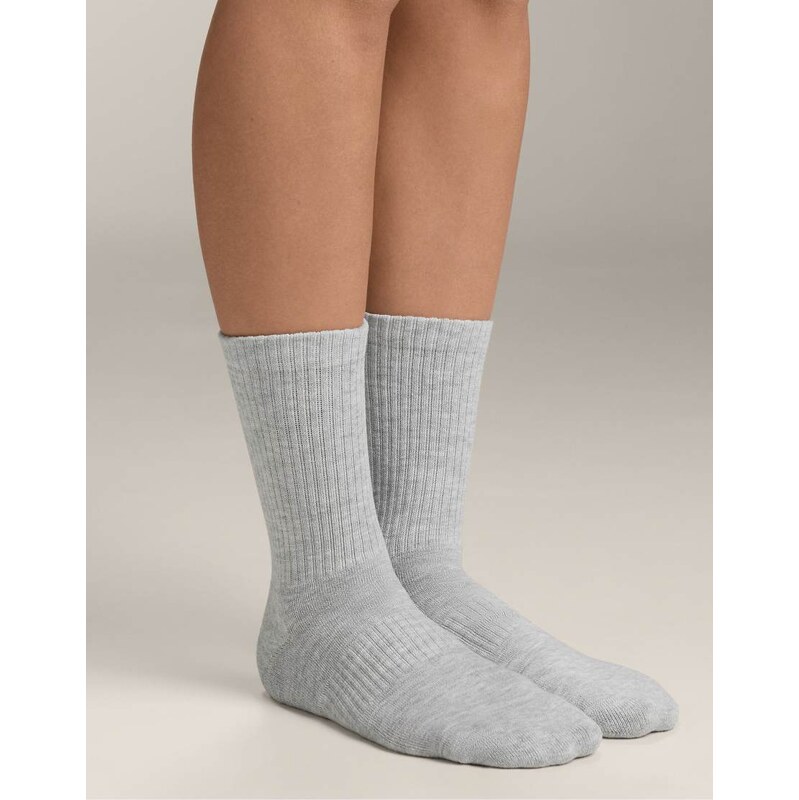 OYSHO 3 pairs of cotton blend classic sports socks in pale grey 112778654