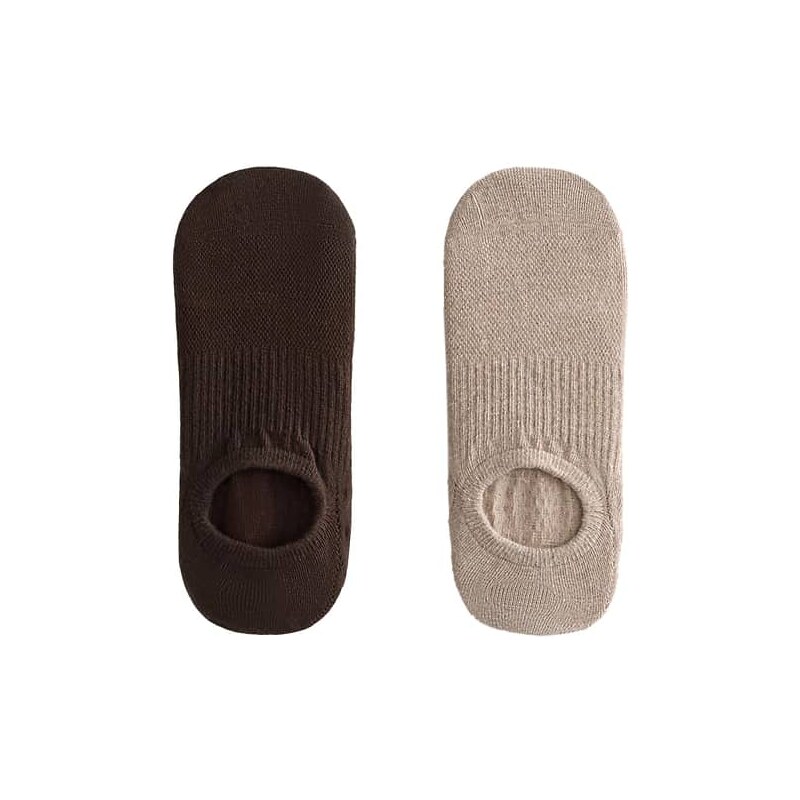 OYSHO 2 pairs of cotton blend yoga and pilates socks in brown 112778744