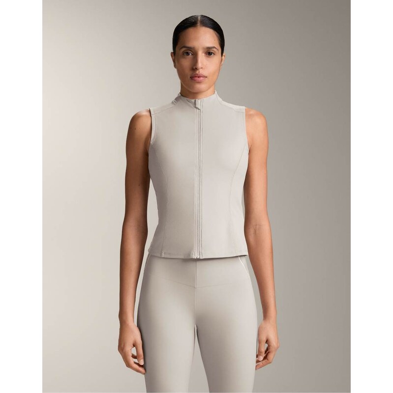 OYSHO Sleeveless zip t-shirt in taupe-Grey
