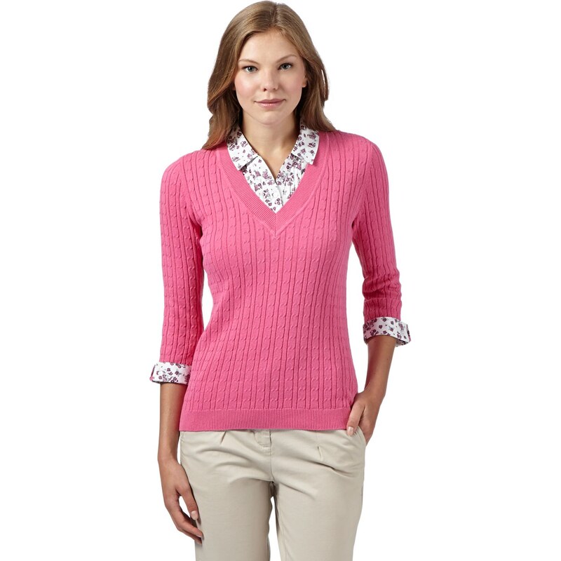 DASH Růžový svetr s košilí 2v1
