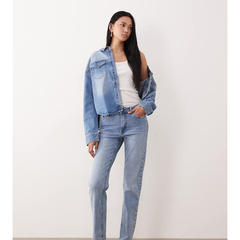 JDY Tall Lullu high waist straight leg jeans in light blue
