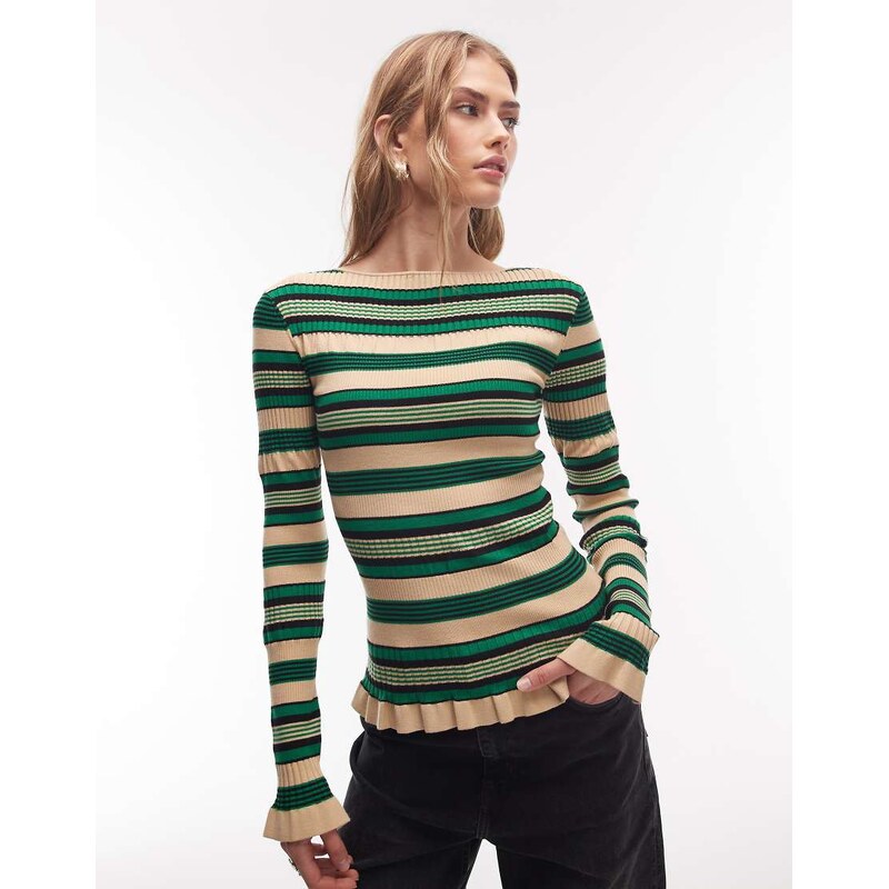 & Other Stories long sleeve lightweight knitted top with frill