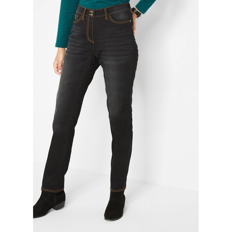 bonprix Termo džíny s pohodlnou pasovkou, Straight, Mid Waist