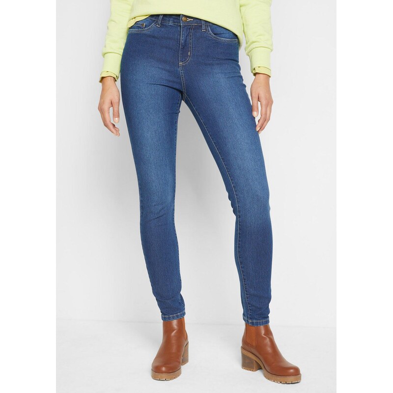 bonprix Skinny džíny Mid Waist, strečové modrá Žena 77048280