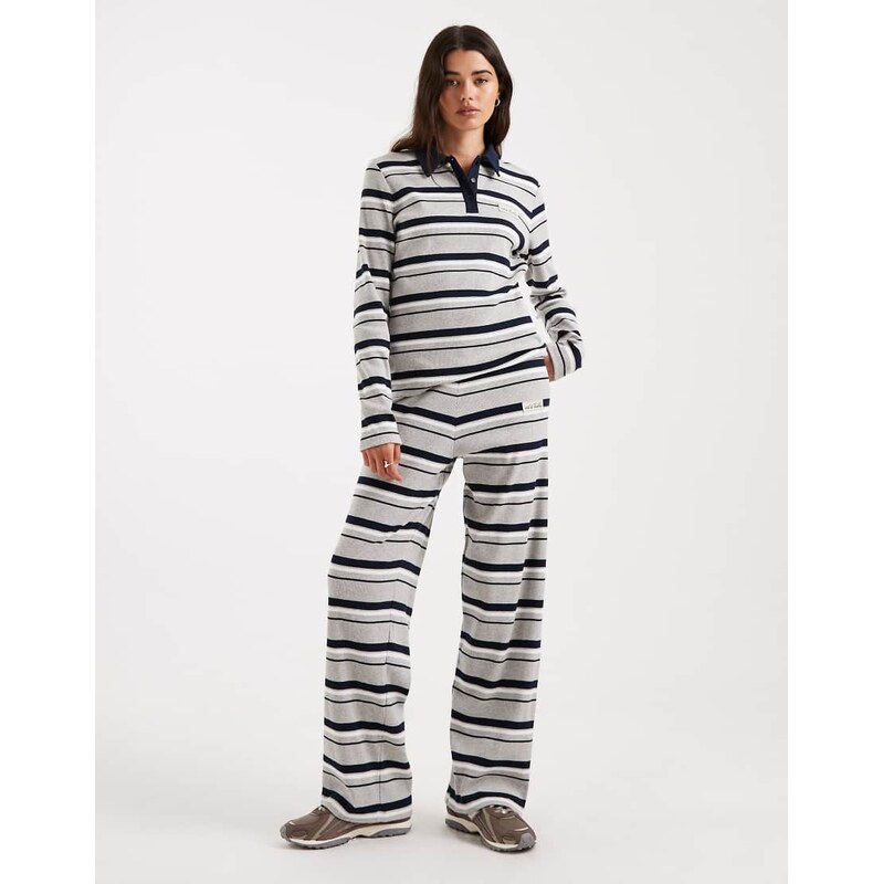 4th & Reckless cotton ribbed logo detail ribbed elasticated waist wide 115520238