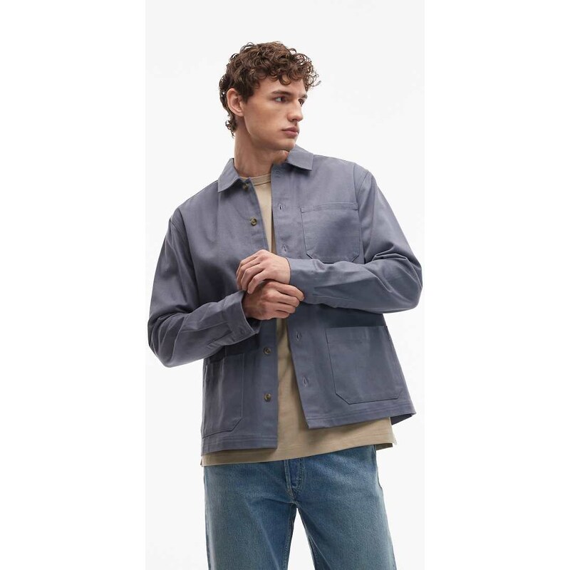 New Look 3 pocket shacket in grey blue