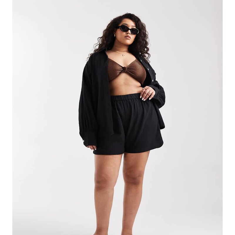 ASOS Curve ASOS DESIGN Curve Biarritz beach textured cotton short co 115517864