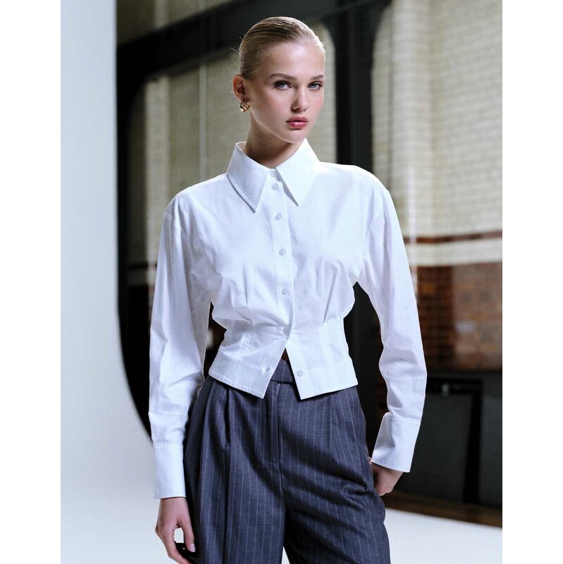 & Other Stories cotton rich shirt with tailored waist detail in