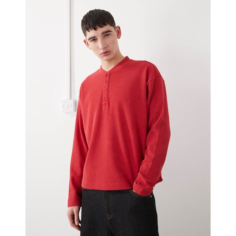 COLLUSION washed heavyweight pique long sleeve boxy oversized