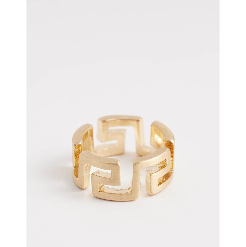 ASOS DESIGN open greek wave pattern ring in gold