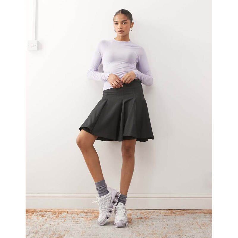 Monki pleated mini skirt in grey