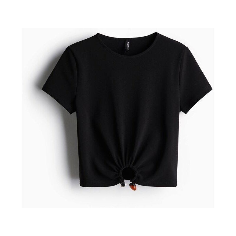 H&M - Žebrované tričkos korálky - Černá