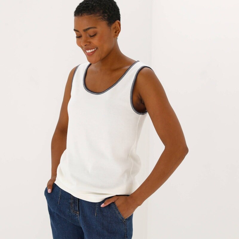 Blancheporte Top se širokými ramínky a kontrastním lemováním