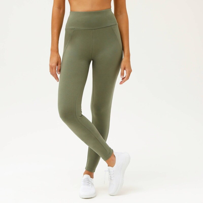 Blancheporte Jednobarevné sportovní legíny s vysokým pasem khaki 112785503