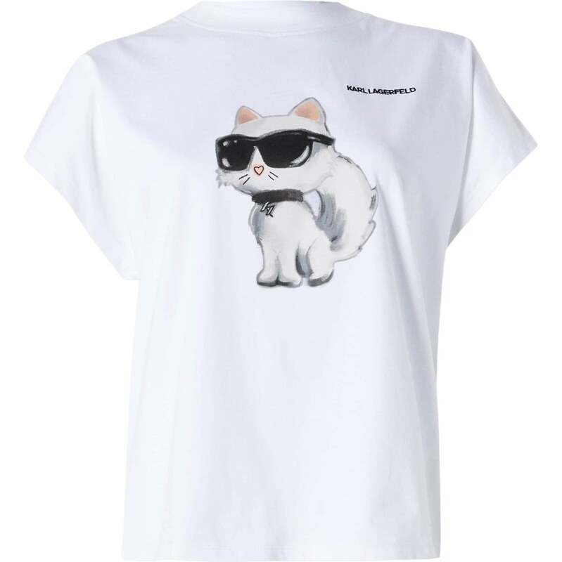 Karl Lagerfeld Tričko IKON AQUARELLE C pudrová / černá / bílá