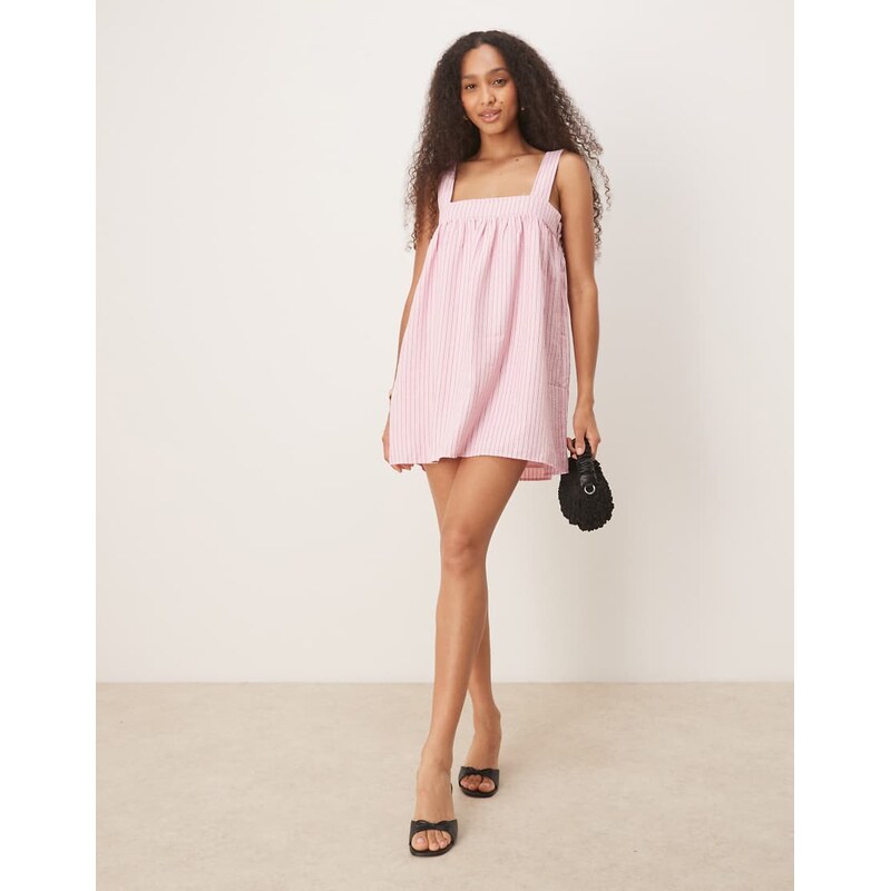 Motel sasori striped mini smock dress in pink