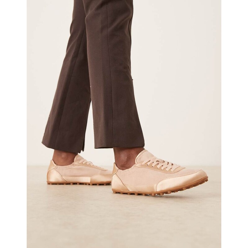 ASOS DESIGN Desire slim sole lace up trainers in blush-Pink 115517683