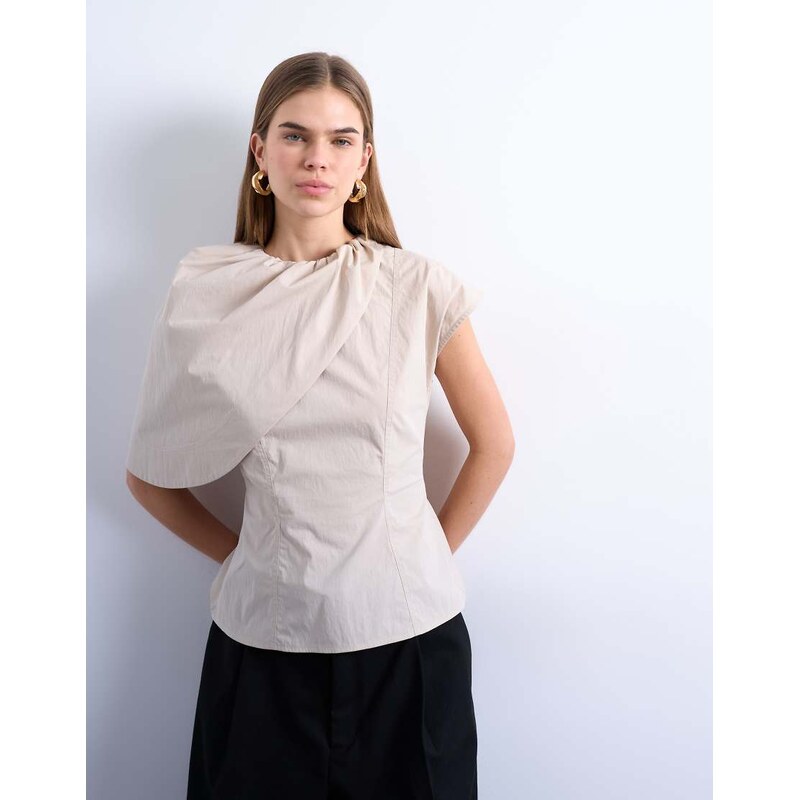 Topshop cape structured top in oyster-Neutral