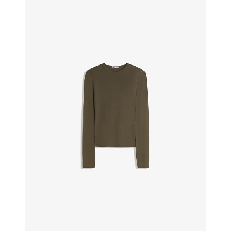 Bershka Long sleeve top in khaki-Green